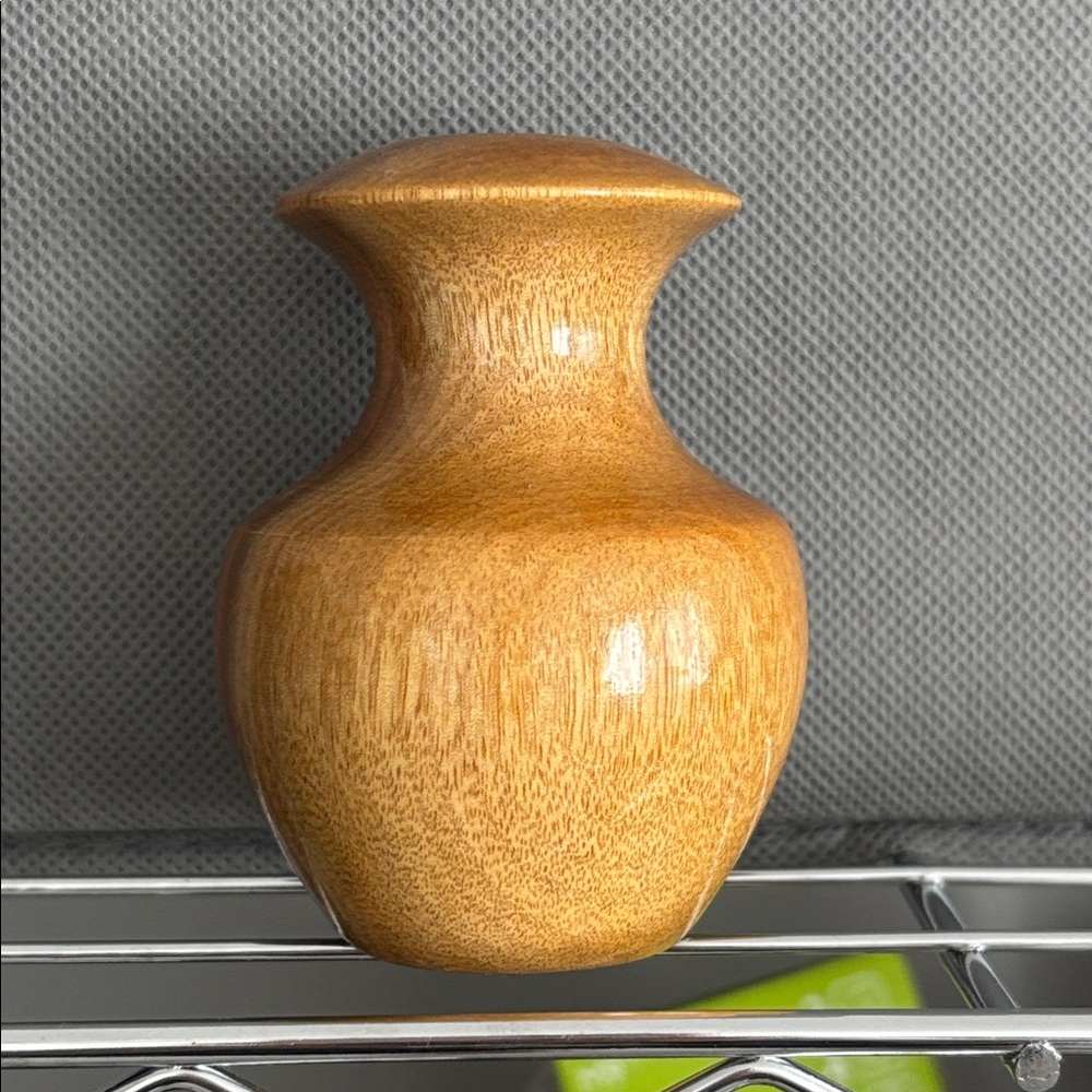 Vintage Oregon Myrtlewood mini vase candle holder Brown Wooden Vase 3” tall - Picture 3 of 9